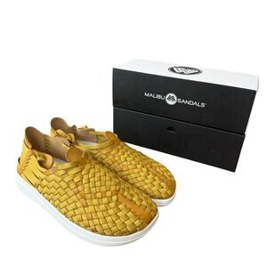 Malibu Sandals Harvest Gold Woven Leather Slip On Sneakers Men's Size 12